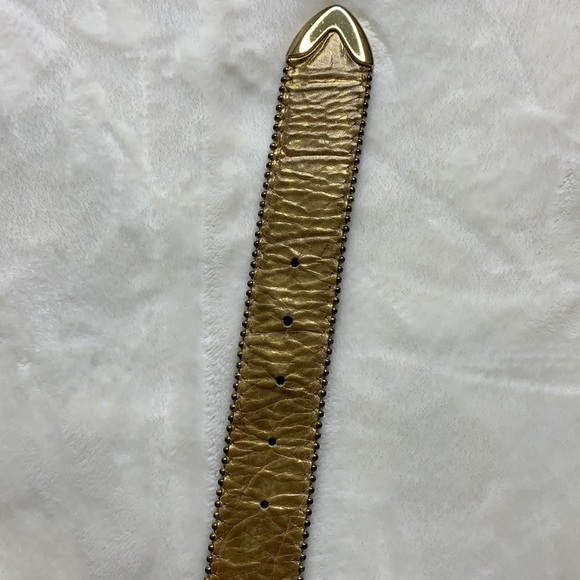 B.B. SIMON Gold Leather Studded Statement Glam Belt, M - Picture 9 of 16